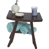 Compact Curvilinear Teak Shower Outdoor Bench In Brown Finish - Homeroots - Flyclothing LLC