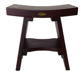 Compact Curviliniear Teak Shower Outdoor Bench With Shelf In Brown Finish - Homeroots - Flyclothing LLC