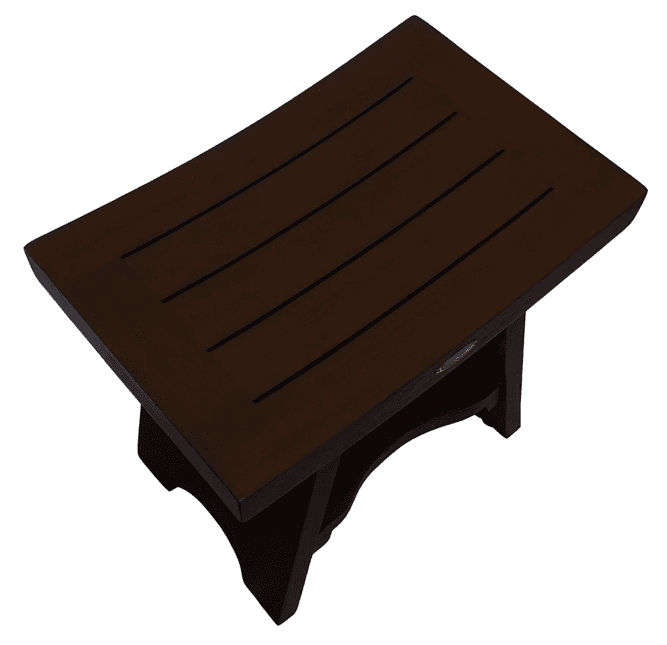 Compact Curviliniear Teak Shower Outdoor Bench With Shelf In Brown Finish - Homeroots - Flyclothing LLC