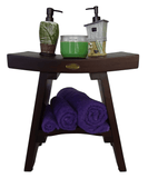 Compact Curviliniear Teak Shower Outdoor Bench With Shelf In Brown Finish - Homeroots - Flyclothing LLC