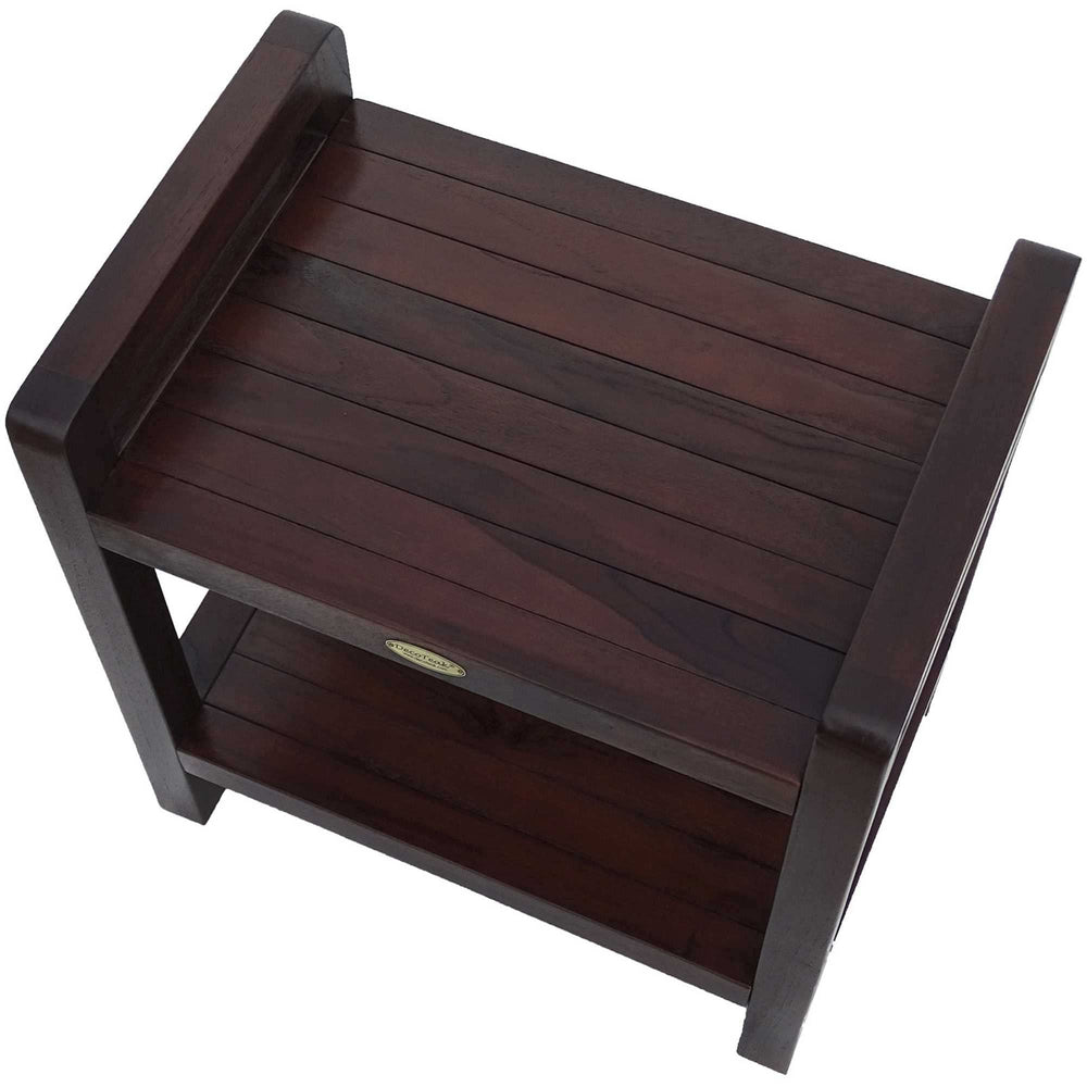 Rectangular Teak Shower Bench With Handles In Brown Finish - Homeroots - Flyclothing LLC