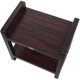 Rectangular Teak Shower Bench With Handles In Brown Finish - Homeroots - Flyclothing LLC