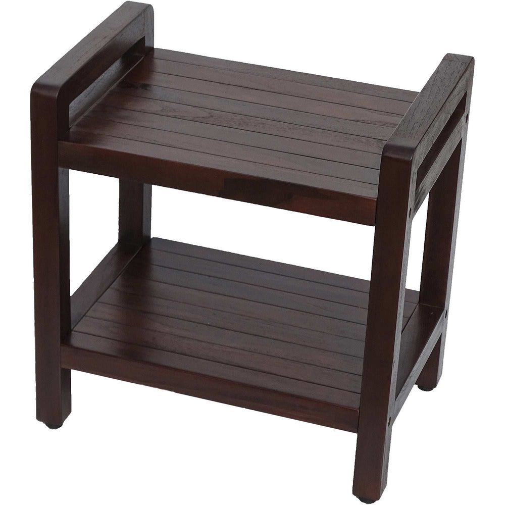 Rectangular Teak Shower Bench With Handles In Brown Finish - Homeroots - Flyclothing LLC