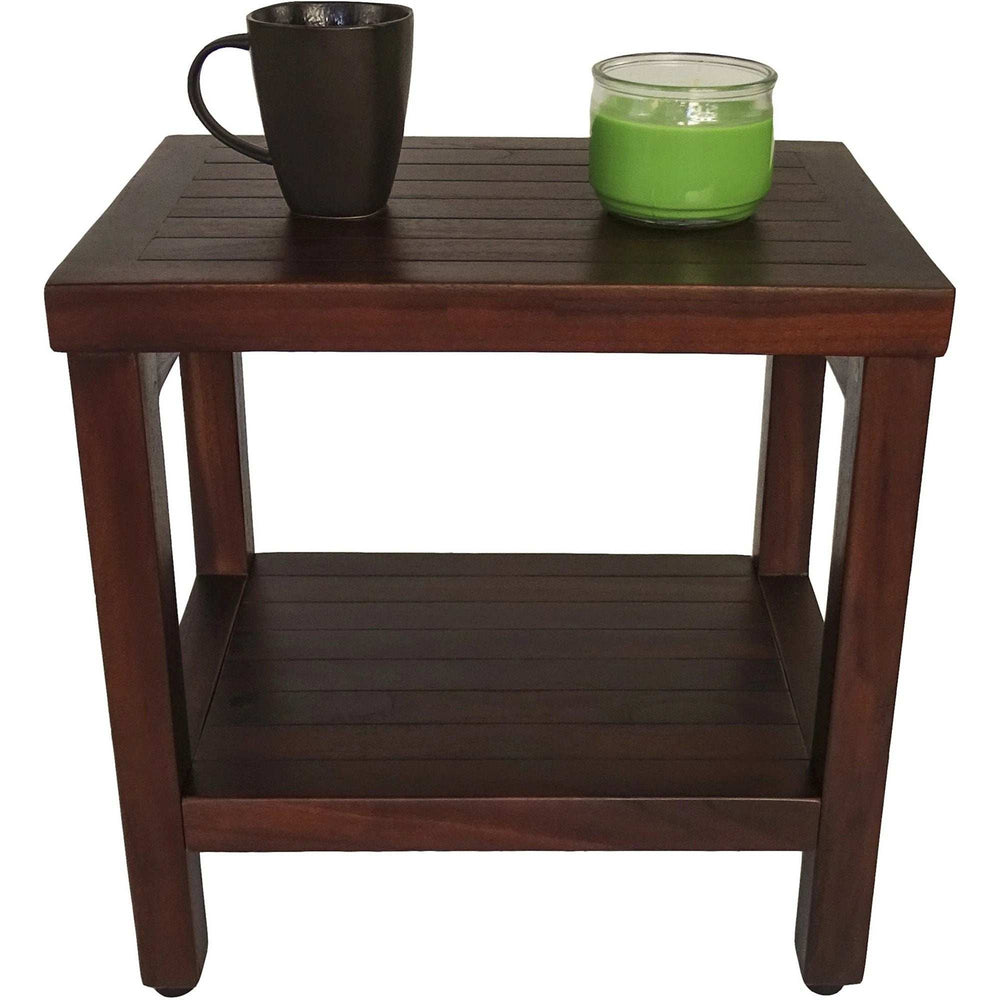 Compact Rectangular Teak Shower Or Outdoor Bench With Shelf In Brown Finish - Homeroots - Flyclothing LLC