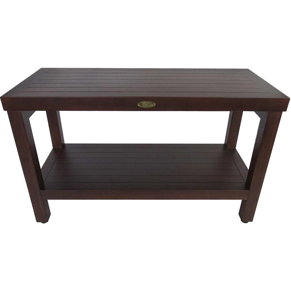 Rectangular Teak Shower Stool Or Bench With Shelf In Brown Finish - Homeroots - Flyclothing LLC