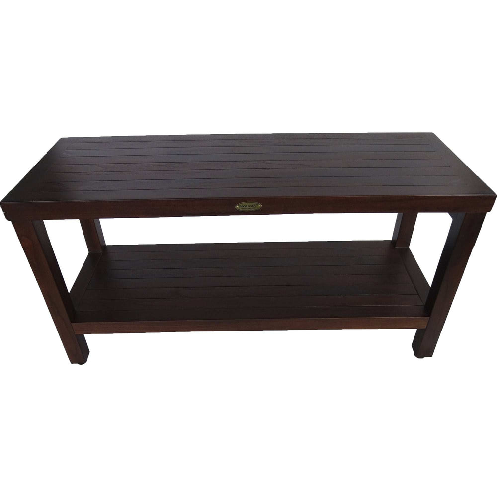 Rectangular Teak Shower Outdoor Bench With Shelf In Brown Finish - Homeroots - Flyclothing LLC