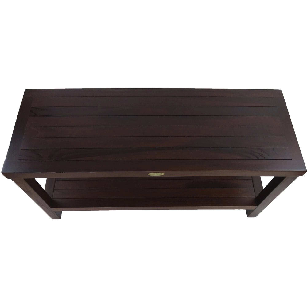 Rectangular Teak Shower Outdoor Bench With Shelf In Brown Finish - Homeroots - Flyclothing LLC