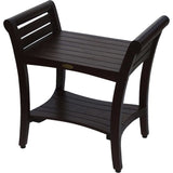 Contemporary Teak Shower Bench With Handles In Dark Brown - Homeroots - Flyclothing LLC