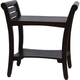 Contemporary Teak Shower Bench With Handles In Dark Brown - Homeroots - Flyclothing LLC