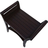Contemporary Teak Shower Bench With Handles In Dark Brown - Homeroots - Flyclothing LLC