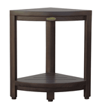 Compact Triangular Teak Shower Outdoor Bench With Shelf In Brown Finish - Homeroots - Flyclothing LLC