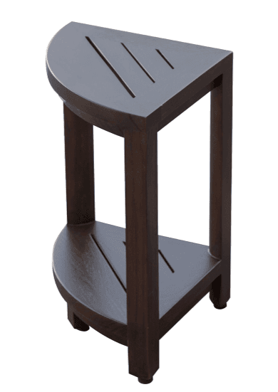 Compact Triangular Teak Shower Outdoor Bench With Shelf In Brown Finish - Homeroots - Flyclothing LLC