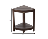 Compact Triangular Teak Shower Outdoor Bench With Shelf In Brown Finish - Homeroots - Flyclothing LLC