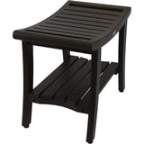 Contemporary Teak Shower Bench With Shelf And Handles In Brown Finish - Homeroots - Flyclothing LLC