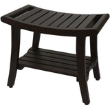 Contemporary Teak Shower Bench With Shelf And Handles In Brown Finish - Homeroots - Flyclothing LLC