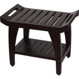 Contemporary Teak Shower Bench With Shelf And Handles In Brown Finish - Homeroots - Flyclothing LLC