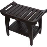 Contemporary Teak Shower Bench With Shelf And Handles In Brown Finish - Homeroots - Flyclothing LLC