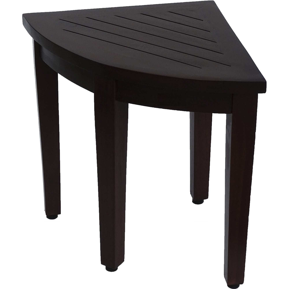 Compact Teak Corner Shower Or Outdoor Bench With Shelf In Brown Finish - Homeroots - Flyclothing LLC