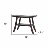 Contemporary Teak Shower Bench With Shelf In Brown Finish - Homeroots - Flyclothing LLC