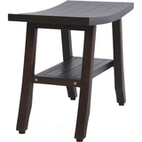 Contemporary Teak Shower Bench With Shelf In Brown Finish - Homeroots - Flyclothing LLC