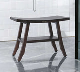 Contemporary Teak Shower Bench With Shelf In Brown Finish - Homeroots - Flyclothing LLC