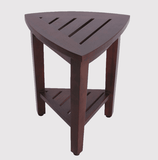 Compact Teak Corner Shower Outdoor Bench With Shelf In Brown Finish - Homeroots - Flyclothing LLC