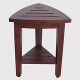 Compact Teak Corner Shower Outdoor Bench With Shelf In Brown Finish - Homeroots - Flyclothing LLC
