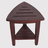 Compact Teak Corner Shower Outdoor Bench With Shelf In Brown Finish - Homeroots - Flyclothing LLC