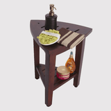 Compact Teak Corner Shower Outdoor Bench With Shelf In Brown Finish - Homeroots - Flyclothing LLC