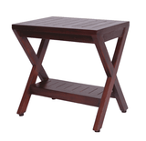 Compact X Shape Teak Shower Outdoor Bench With Shelf In Brown Finish - Homeroots - Flyclothing LLC