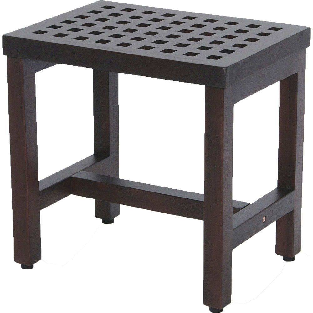 Compact Rectangular Teak Lattice Pattern Shower Or Outdoor Bench In Brown Finish - Homeroots - Flyclothing LLC