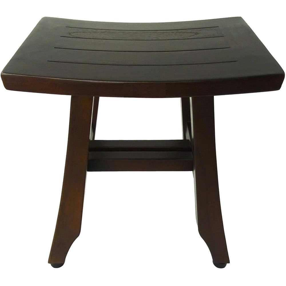 Compact Curvilinear Teak Shower Or Outdoor Bench In Brown Finish - Homeroots - Flyclothing LLC