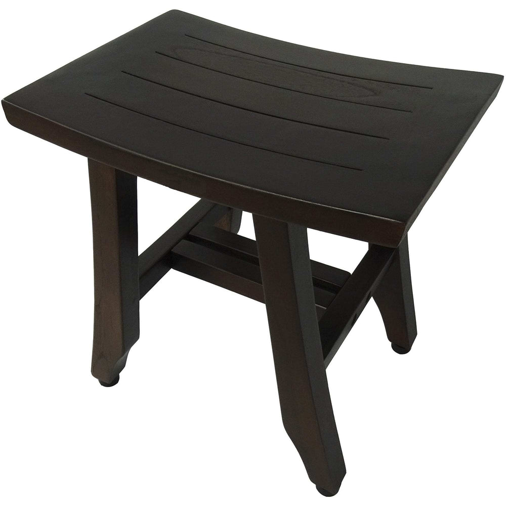 Compact Curvilinear Teak Shower Or Outdoor Bench In Brown Finish - Homeroots - Flyclothing LLC
