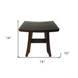 Compact Curvilinear Teak Shower Or Outdoor Bench In Brown Finish - Homeroots - Flyclothing LLC