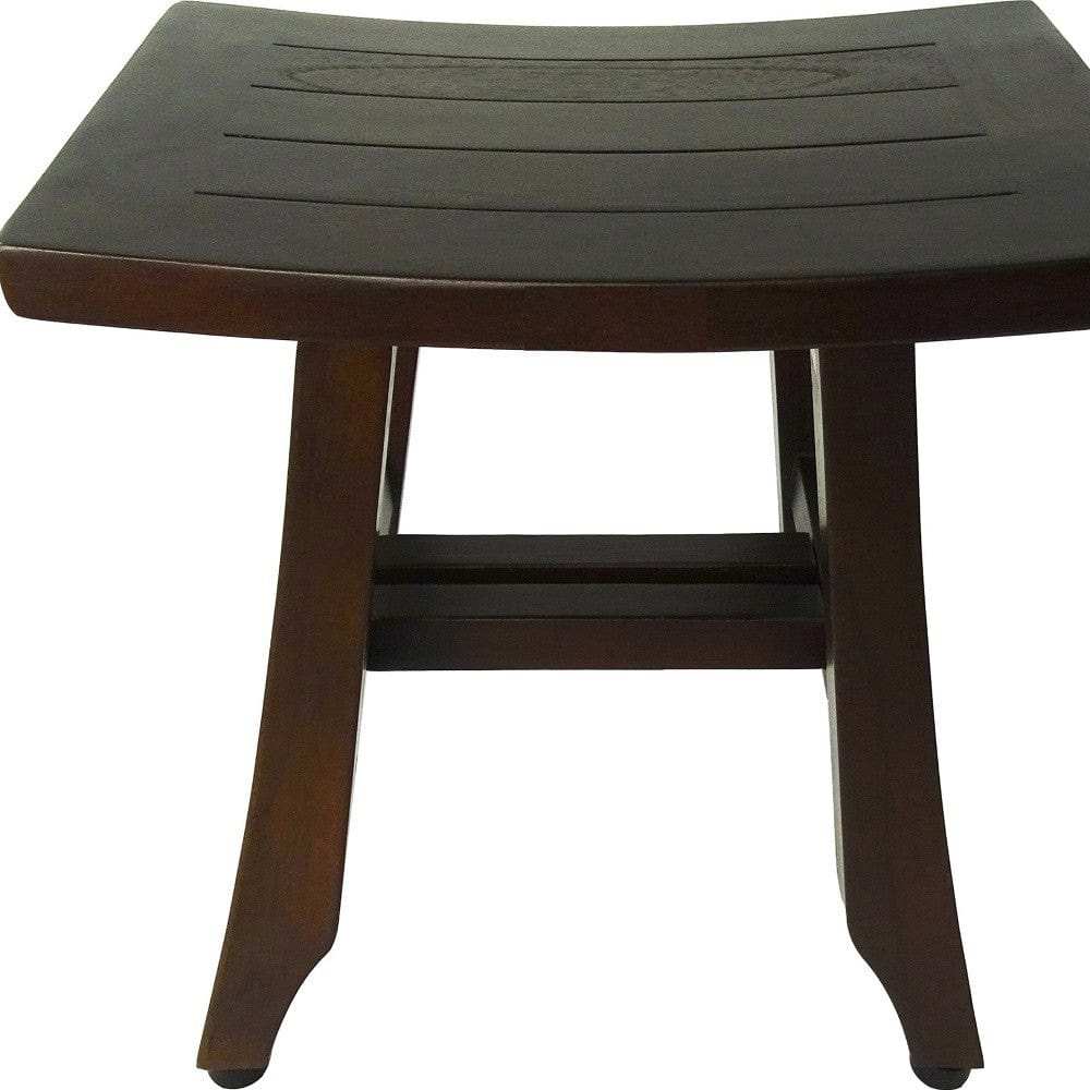 Compact Curvilinear Teak Shower Or Outdoor Bench In Brown Finish - Homeroots - Flyclothing LLC
