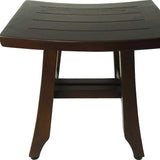 Compact Curvilinear Teak Shower Or Outdoor Bench In Brown Finish - Homeroots - Flyclothing LLC