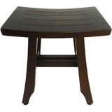 Compact Curvilinear Teak Shower Or Outdoor Bench In Brown Finish - Homeroots - Flyclothing LLC