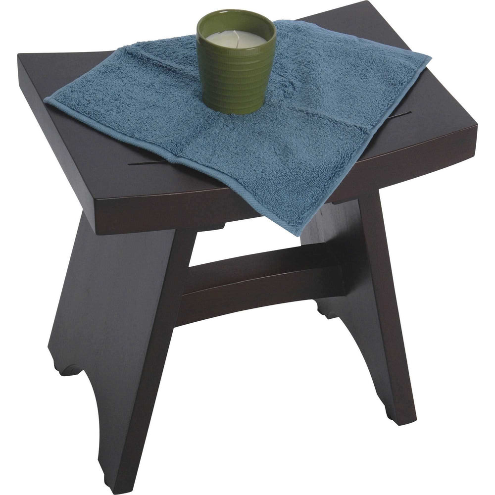 Compact Contemporary Teak Shower Stool In Brown Finish - Homeroots - Flyclothing LLC
