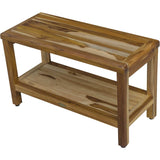 Rectangular Teak Shower Bench With Shelf In Natural Finish - Homeroots - Flyclothing LLC