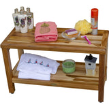 Rectangular Teak Shower Bench With Shelf In Natural Finish - Homeroots - Flyclothing LLC
