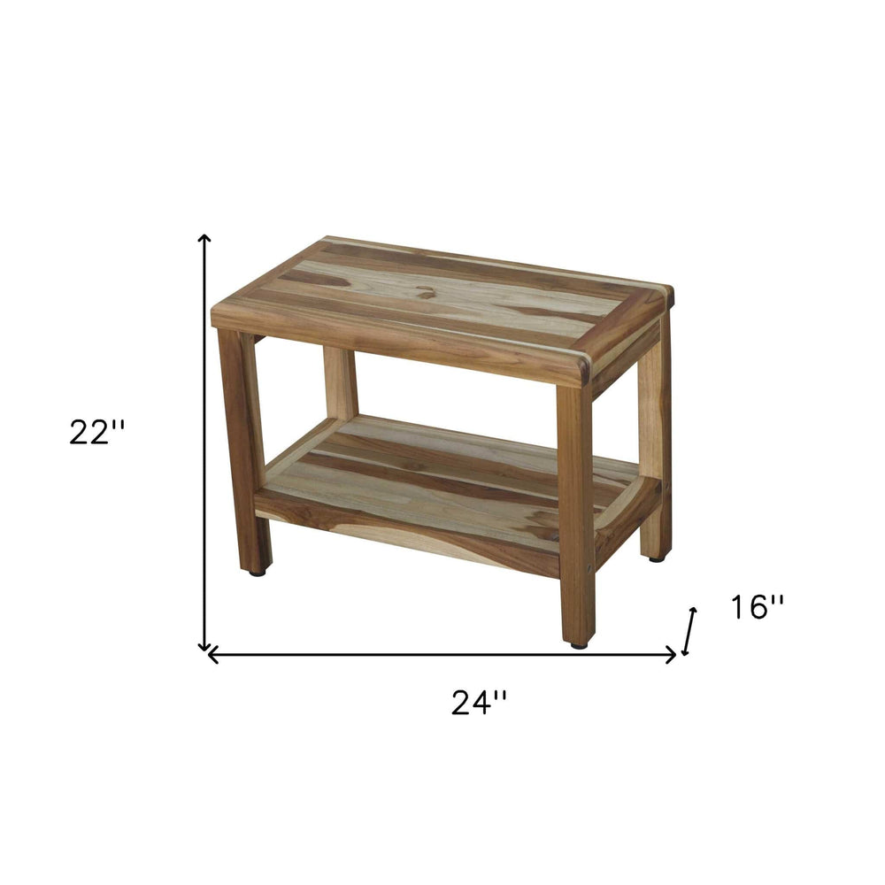 22" X 24" Natural Wood Shower Bench - Homeroots - Flyclothing LLC