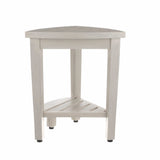 Compact Teak Corner Shower Stool With Shelf In Whitewash Finish - Homeroots - Flyclothing LLC