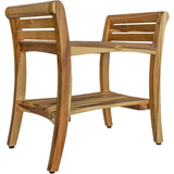 Contemporary Teak Shower Bench With Handles In Natural Finish - Homeroots - Flyclothing LLC