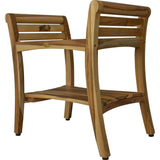 Contemporary Teak Shower Bench With Handles In Natural Finish - Homeroots - Flyclothing LLC