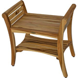 Contemporary Teak Shower Bench With Handles In Natural Finish - Homeroots - Flyclothing LLC
