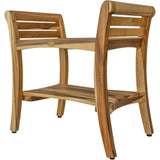 Contemporary Teak Shower Bench With Handles In Natural Finish - Homeroots - Flyclothing LLC