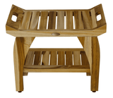 Compact Rectangular Teak Shower Bench With Handles In Natural Finish - Homeroots - Flyclothing LLC