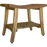 Contemporary Teak Shower Bench With Shelf In Natural Finish - Homeroots - Flyclothing LLC