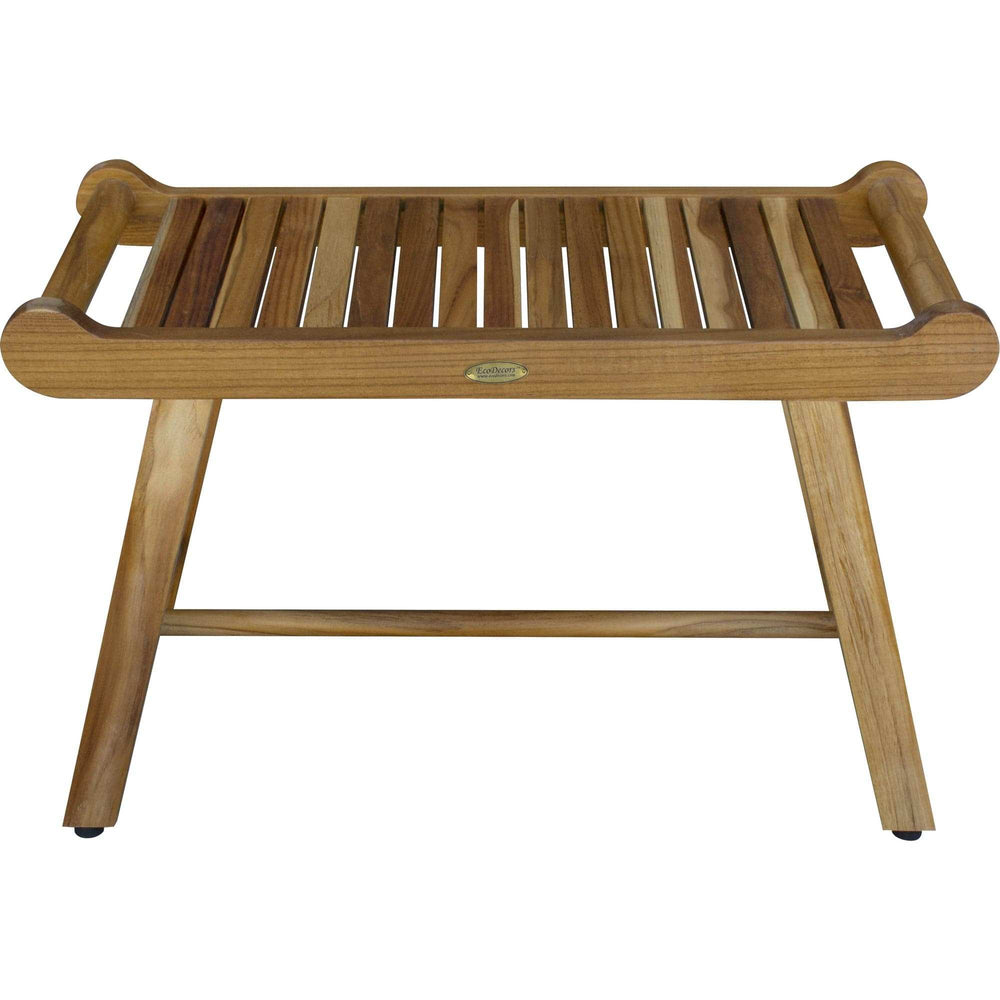 Rectangular Teak Shower Bench With Handles In Natural Finish - Homeroots - Flyclothing LLC