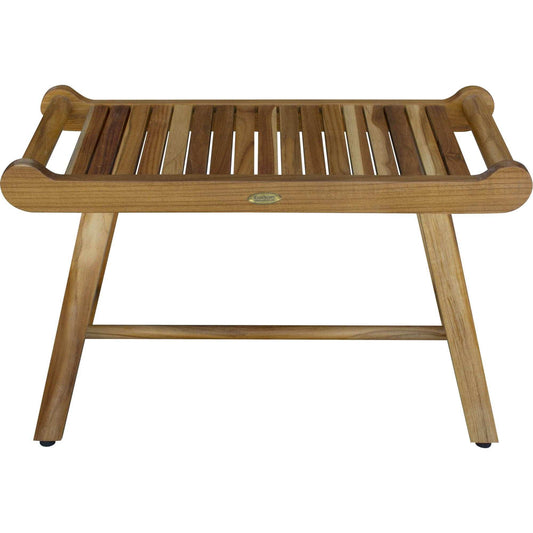 Rectangular Teak Shower Bench With Handles In Natural Finish - Homeroots - Flyclothing LLC